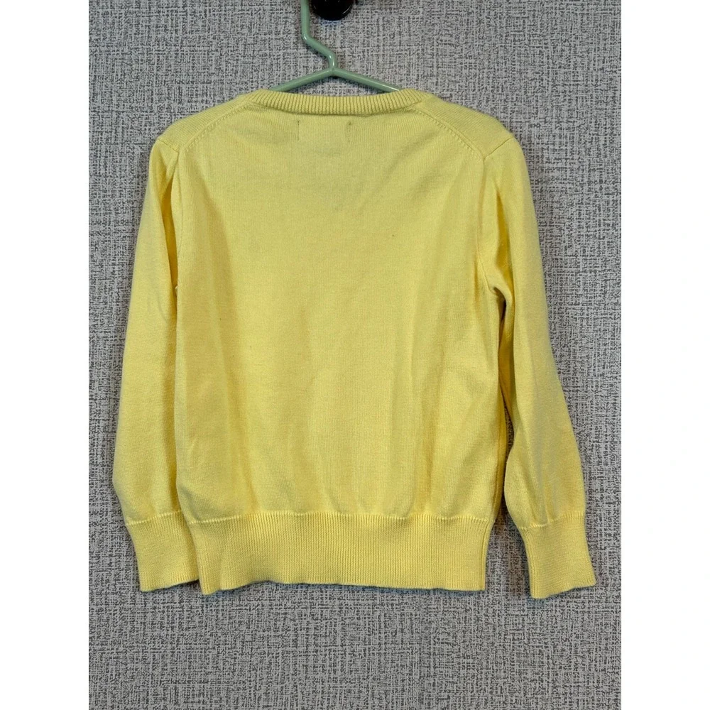 Polo Ralph Lauren Kids Yellow V-Neck Cotton Knit Sweater‎ Size 4 Blue Pony Logo